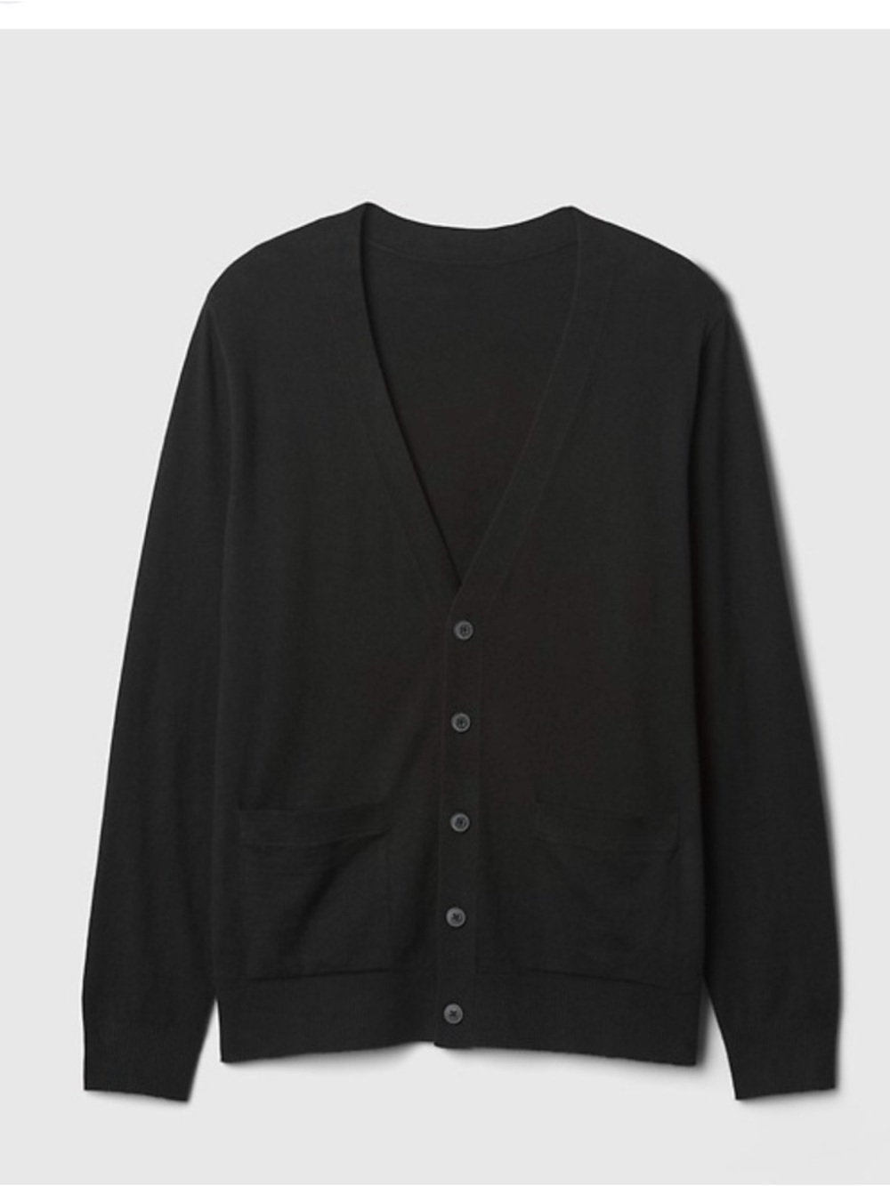 GAP Men's Black V-Neck Button-Up Cardigan